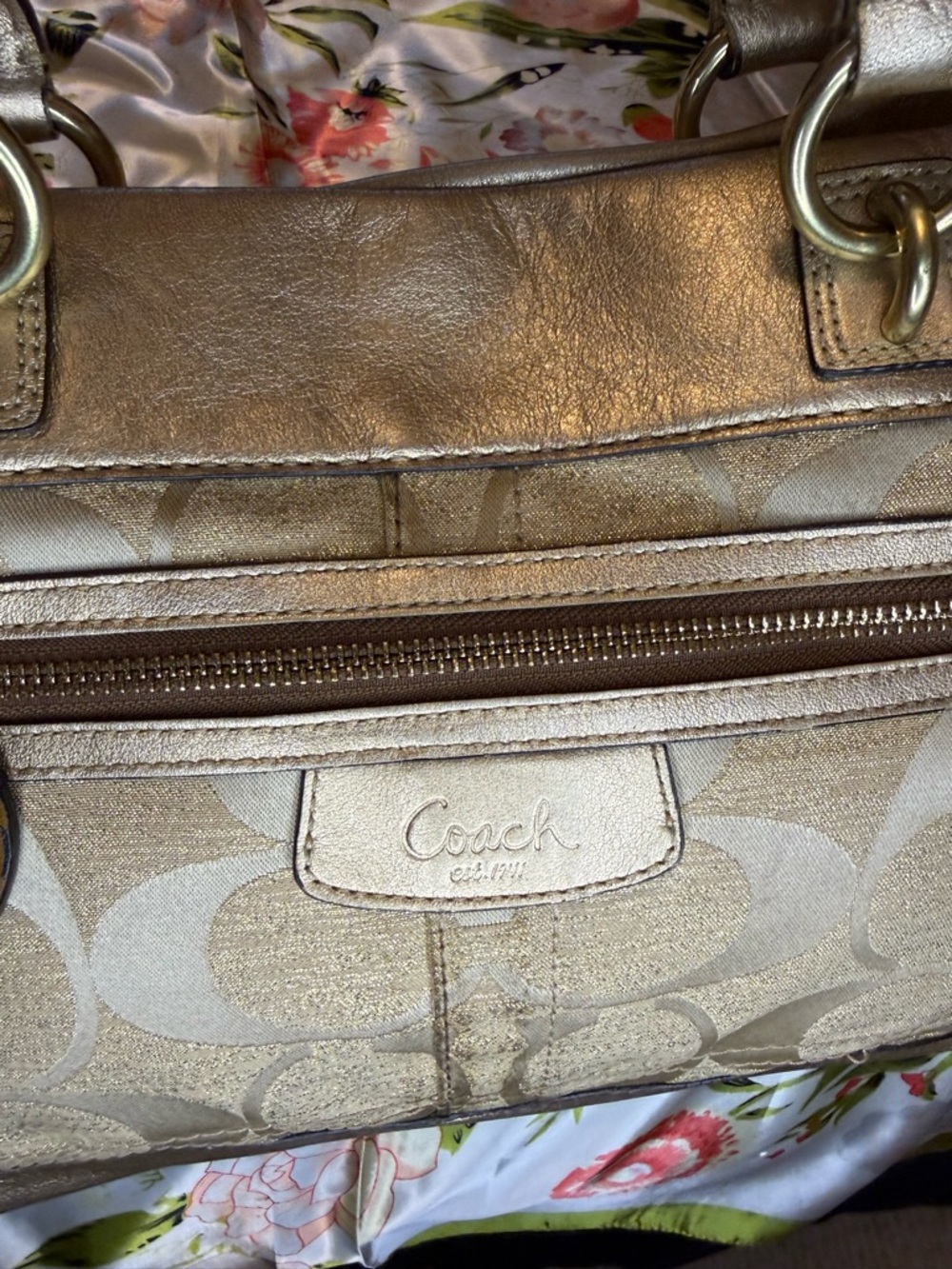 Coach Gold Signature Canvas Shoulder Bag - Picture 7 of 16